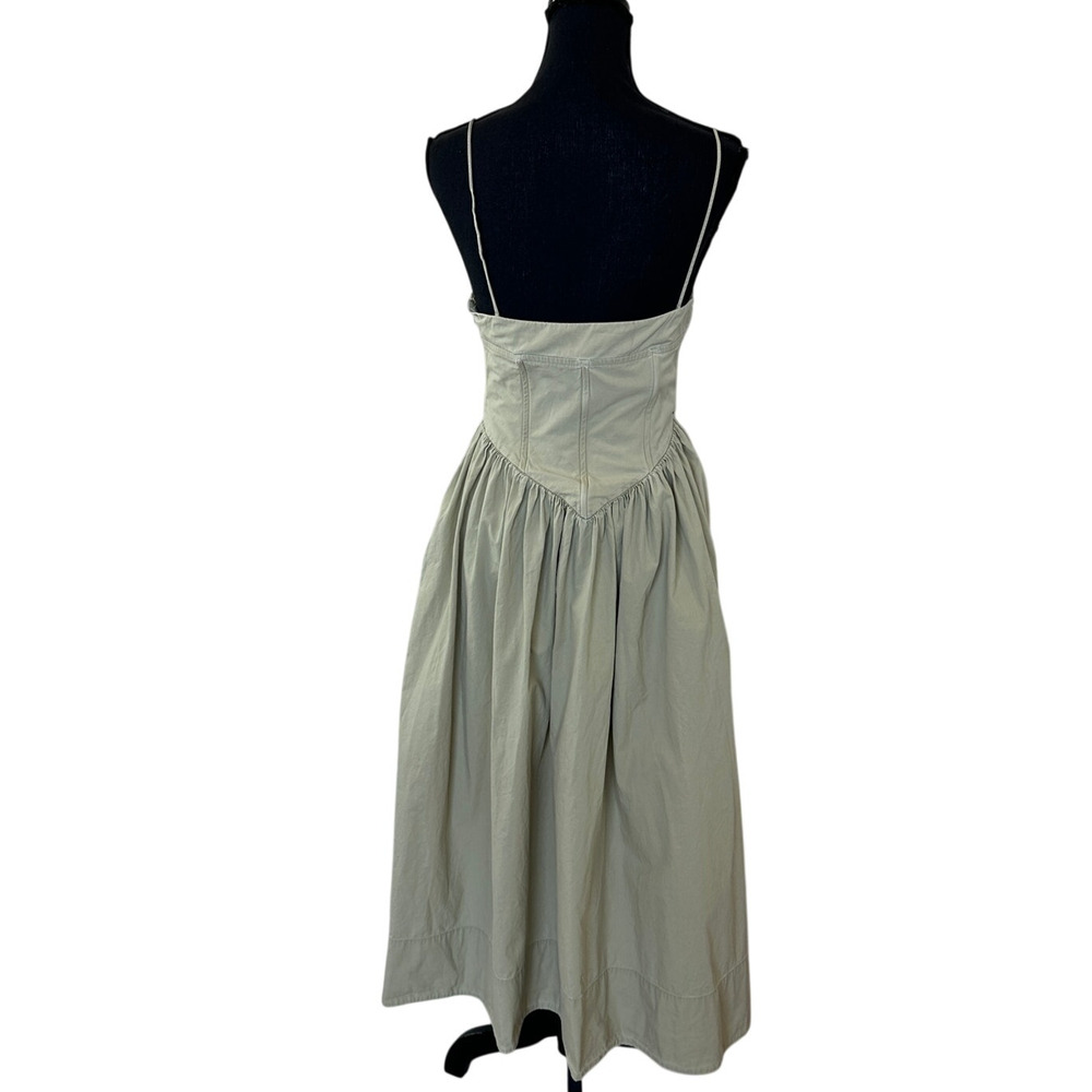 Ronny Kobo Beige Corset Midi Dress XS Cotton Cottage Sundress Designer $400 - Picture 12 of 16